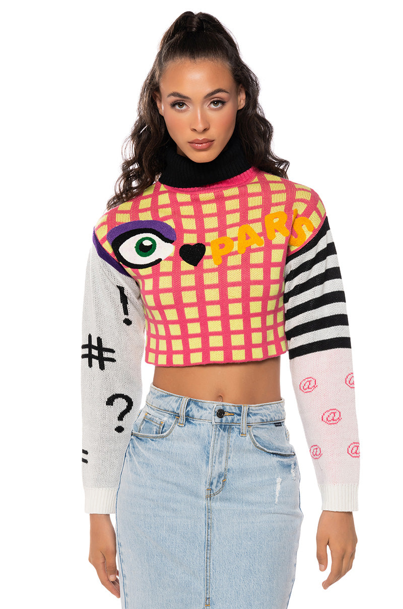 BONJOUR GRAPHIC TURTLENECK SWEATER view 0