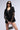 Front View Bonjour Rhinestone Sleeve Blazer In Black