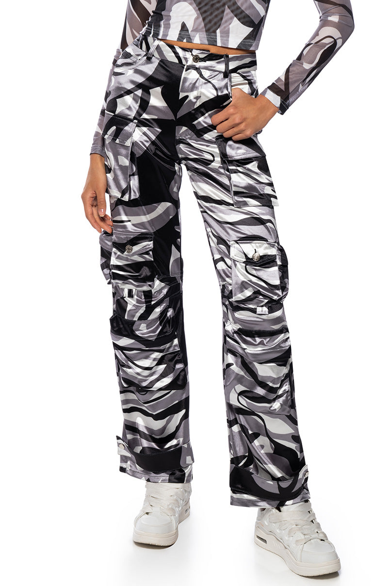 Front View Bonne Soiree Camo Cargo Pants 0