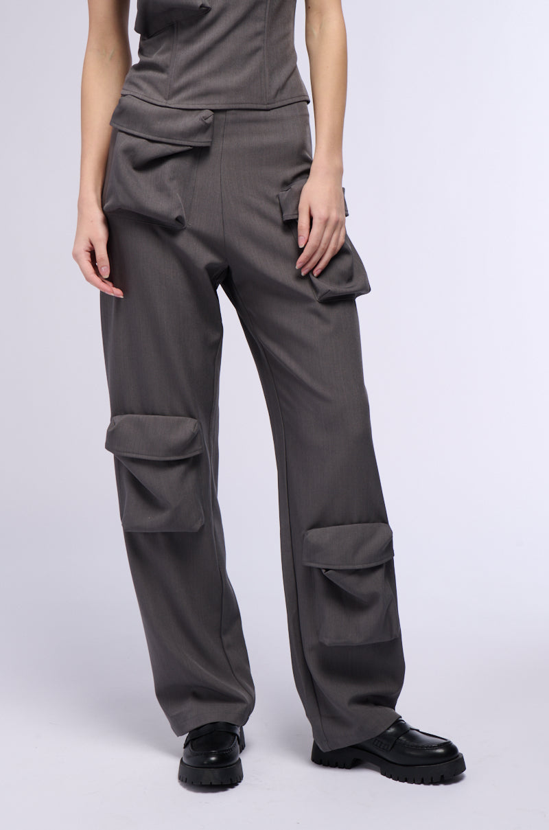 Front View Booked And Busy Straight Leg Cargo Trouser