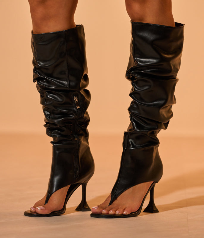 AZALEA WANG CHERELLI BROWN CROC OVER THE KNEE SANDAL – AKIRA