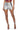 Front View Born To Shine Metallic Shorts In Silver