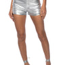 Front View Born To Shine Metallic Shorts In Silver