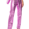 Front View Born To Shine Metallic Straight Leg Pants In Pink