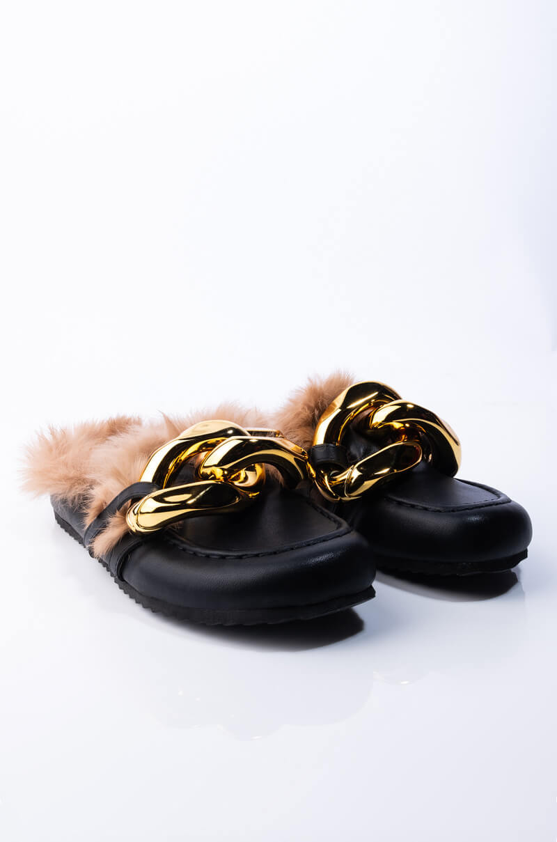 Detail View Boss Vibe Fur Lined Loafers in Black 3