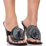 Front View Bouquet Black Flower Sandal