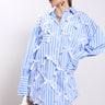 Front View Bows Striped Poplin Shirt Dress