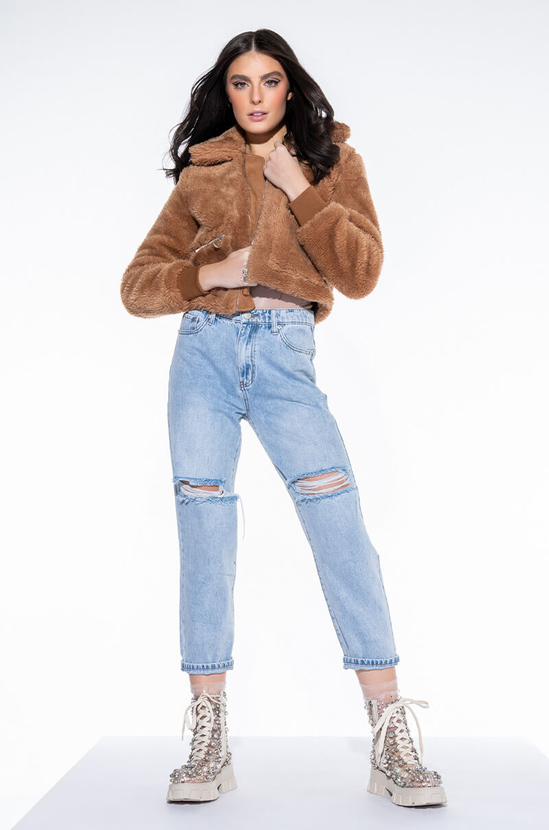 Back View Boxum Teddy Bomber Jacket