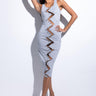 Front View Brave One Midi Dress With Barbell Trim