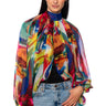 Front View Breezy Nights Patterned Blouse In Multi