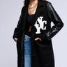 Front View Brentwood Varsity Trench Jacket In Black