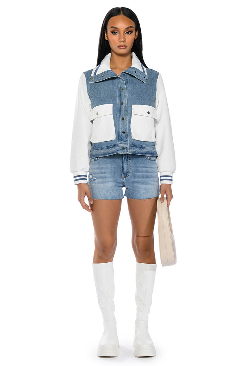 Back View Bridgehampton With It Denim Rib Jacket