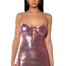 Front View Briella Sequin Spaghetti Strap Mini Dress