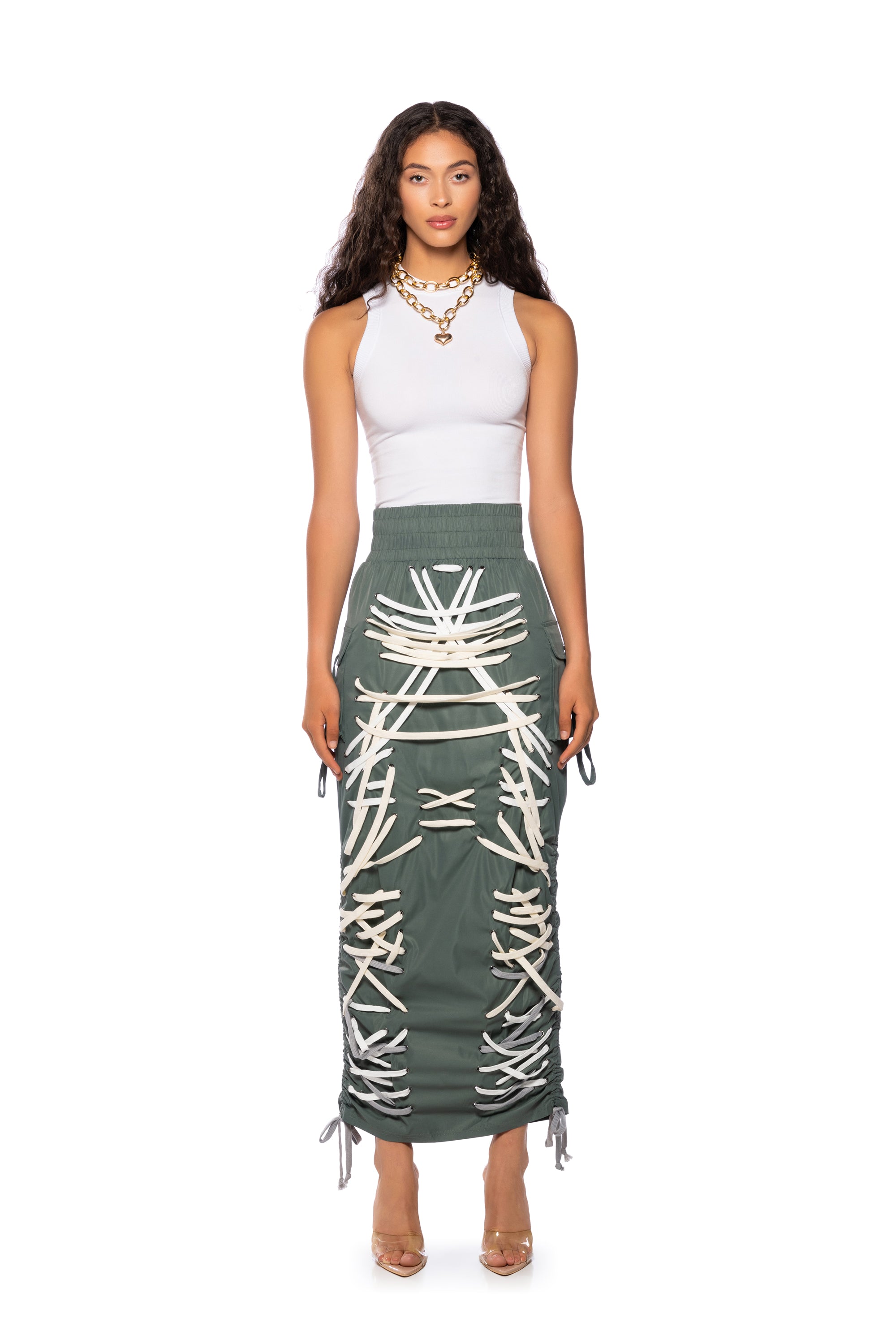Extra View Brielle Adjustable Lace Up Cargo Skirt
