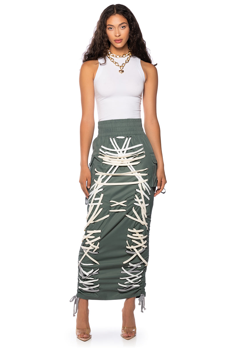 Full View Brielle Adjustable Lace Up Cargo Skirt