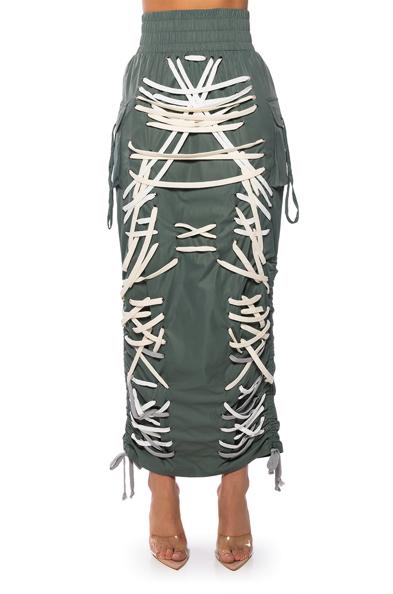 Extra View Brielle Adjustable Lace Up Cargo Skirt