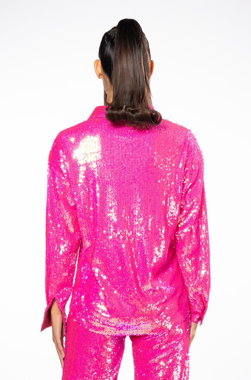 Full View Bright Bright Pink Sequin Shirt