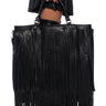Front View Bring The Action Oversized Faux Leather Fringe Tote
