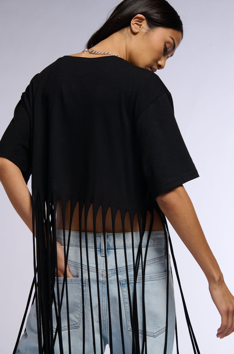 Extra View Bring The Fun Fringe Tshirt In Black 5