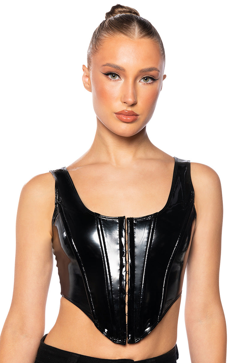 Front View Bringing The Heat Latex Corset Top 0
