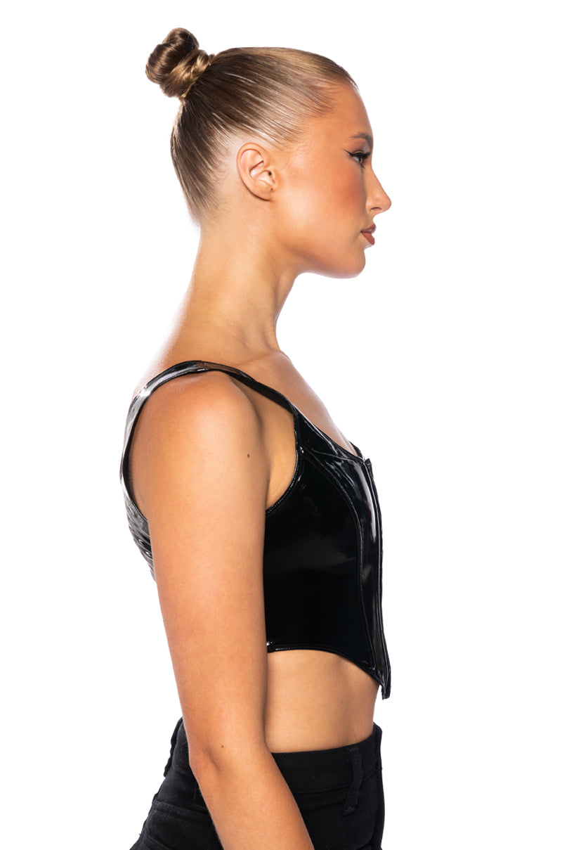 Back View Bringing The Heat Latex Corset Top 2