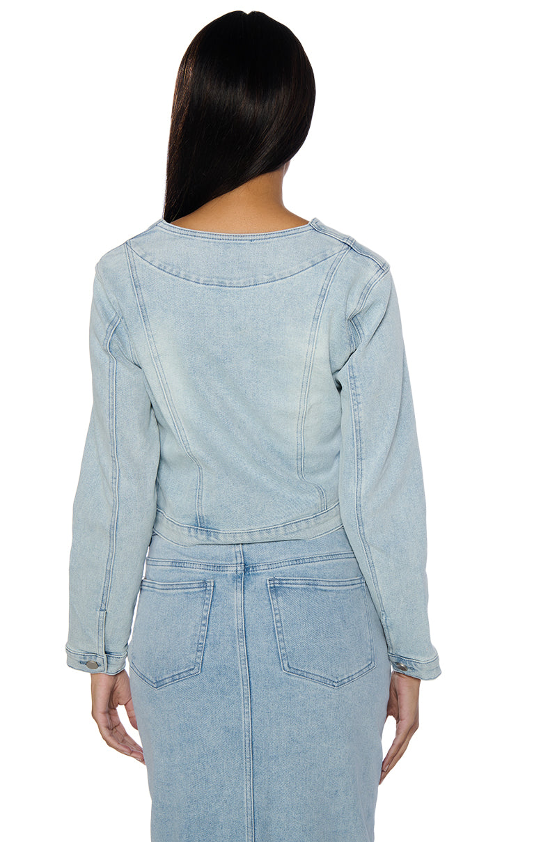 Extra View Britney Side Button Down Denim Collared Shirt