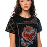 Front View Broken Heart Embellished Graphic Tee