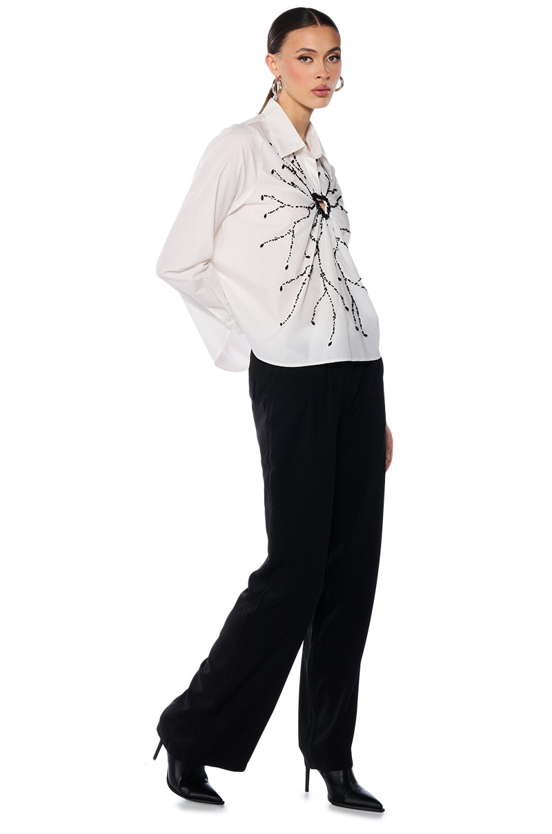 Back View Broken Hearted Long Sleeve Poplin Shirt