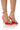 Front View Broken Lines Red Pump With Heart Embellishment