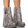 Front View Brook Pu Foldover Bootie In Python Print