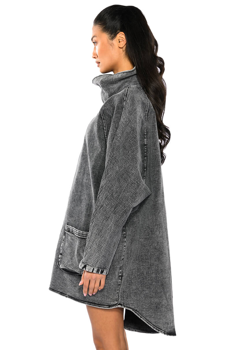 Extra View Brooklyn Mock Neck Denim Shift Dress 14