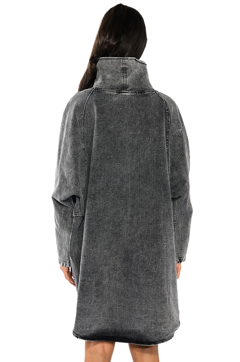 Extra View Brooklyn Mock Neck Denim Shift Dress 15