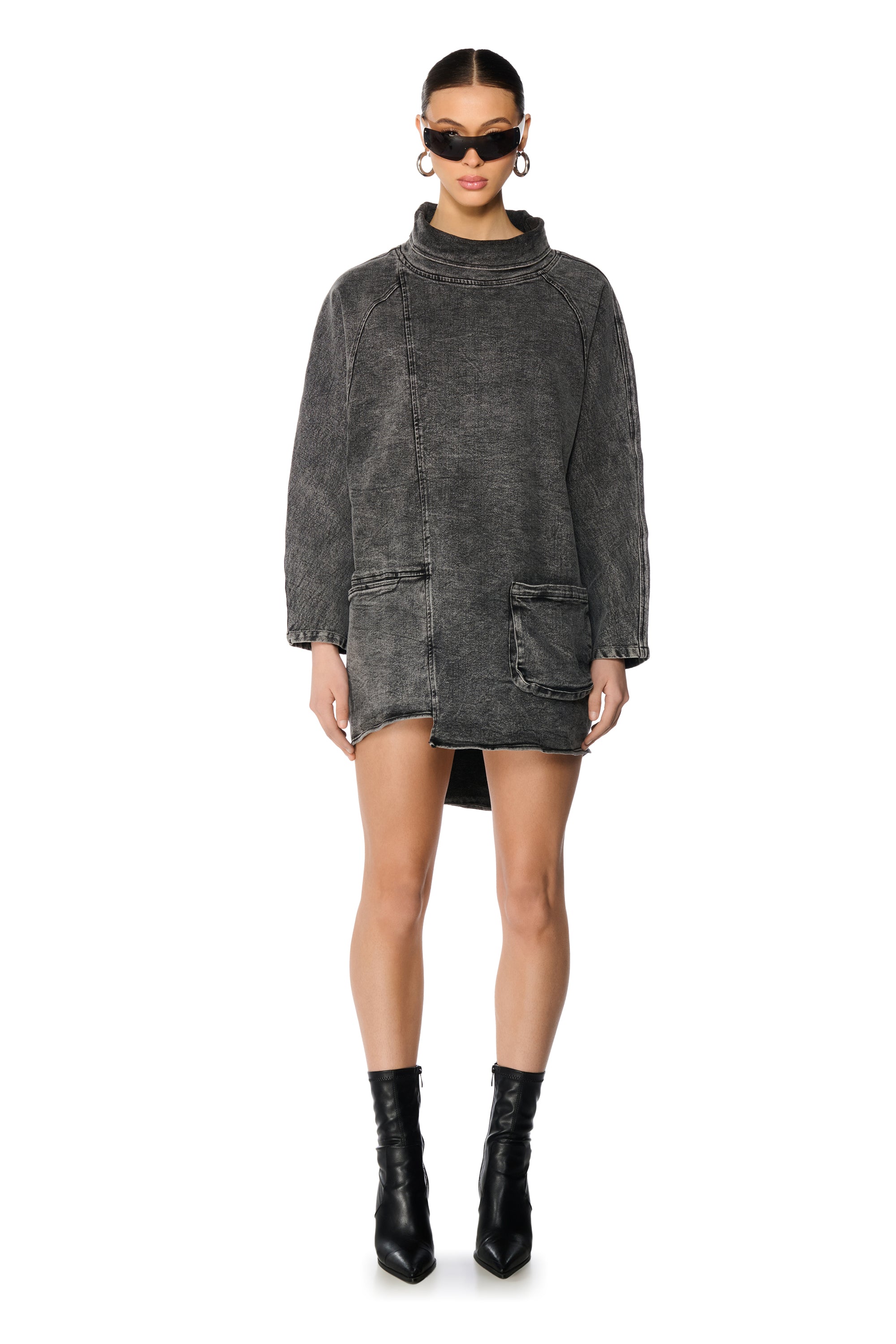 Extra View Brooklyn Mock Neck Denim Shift Dress 8