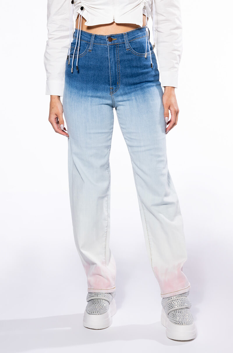 Front View Brooklynne Ombre High Rise Jeans