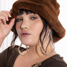 Front View Brown Bear Fluffly Bucket Hat