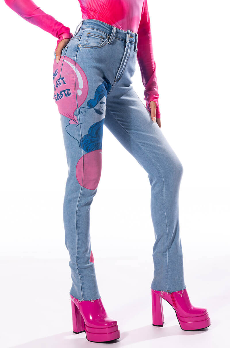 Front View Bubble Gum Skinny Jeans