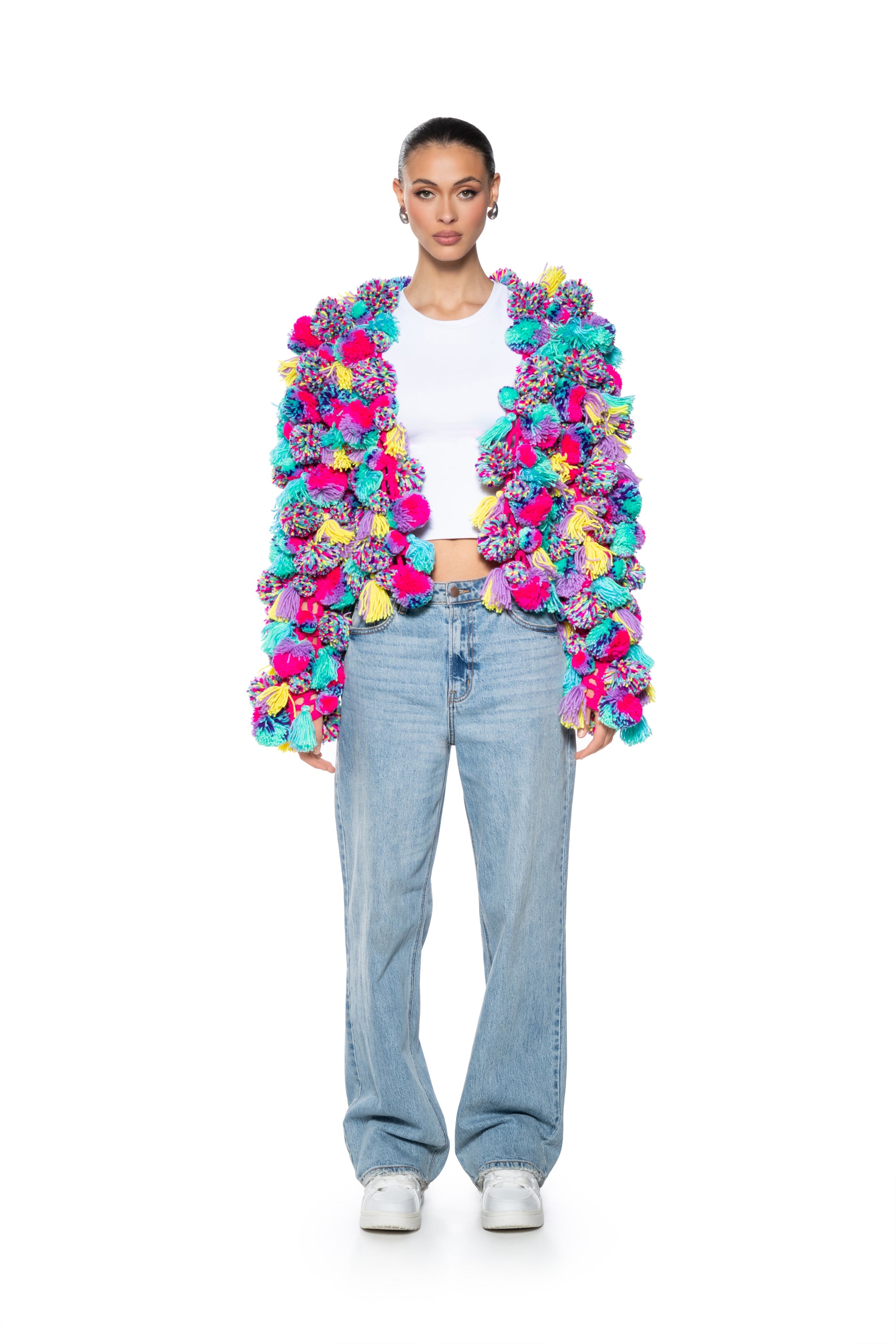 Extra View Bubblegum Pop Pom Pom Cardigan