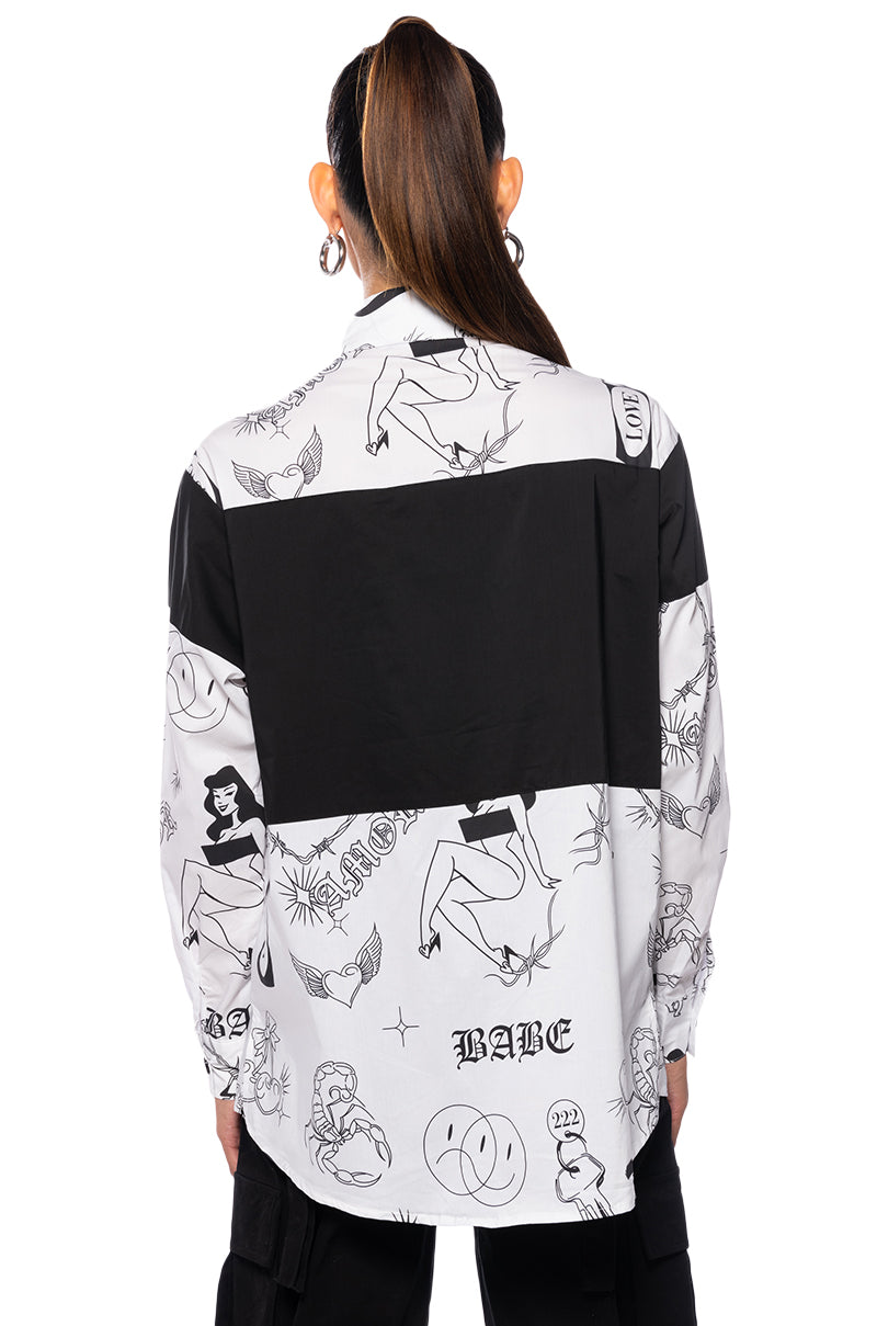 Extra View Buckle Up Graphic Cargo Button Down