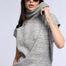 Front View Buckle Up Sleeveless Turtleneck Sweater Top