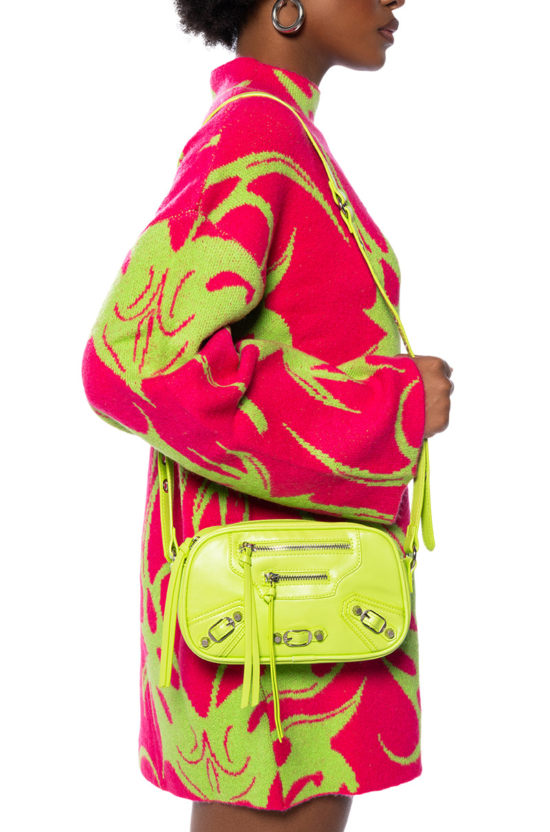 Front View Budgy Green Boxy Moto Purse