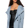 Front View Business In The Front Convertible Denim Blazer Midi Dress