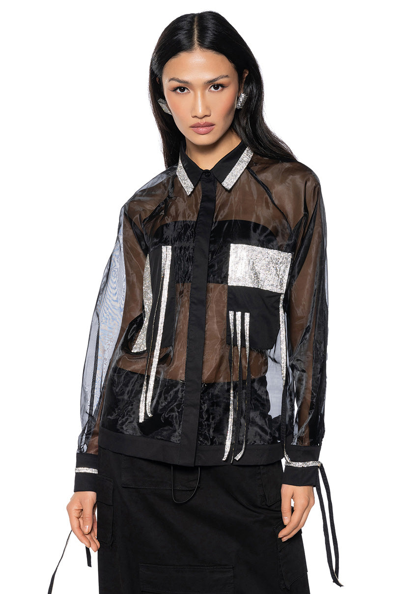 Front View Business In The Front Sheer Blouse 0