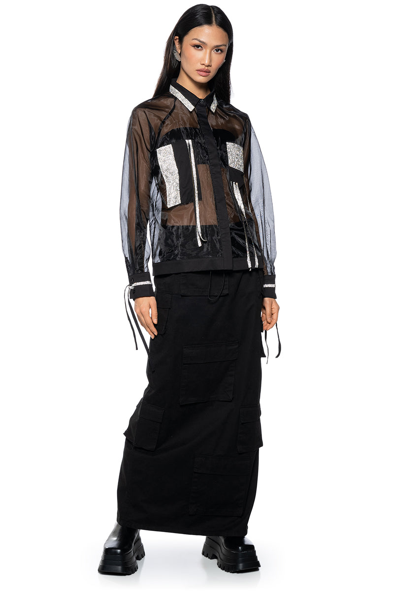 Side View Business In The Front Sheer Blouse 1