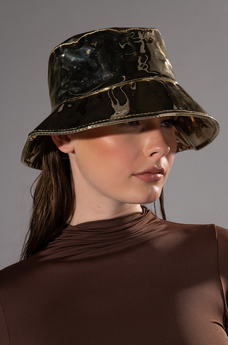 Front View Buss It Gold Oversized Bucket Hat