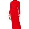 Front View Busy Gal Long Sleeve Mock Neck Maxi Dress