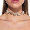 Front View Butter-flyest Rhinestone Statement Necklace