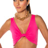 Front View Buttercup Collection Twist Tank Top In Fuchsia