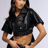 Front View Buttercup Crop Moto With Bow Back