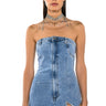 Front View Butterfly Kiss Embellished Denim Mini Tube Dress