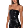 Front View Butterfly Kiss Embellished Faux Leather Mini Tube Dress